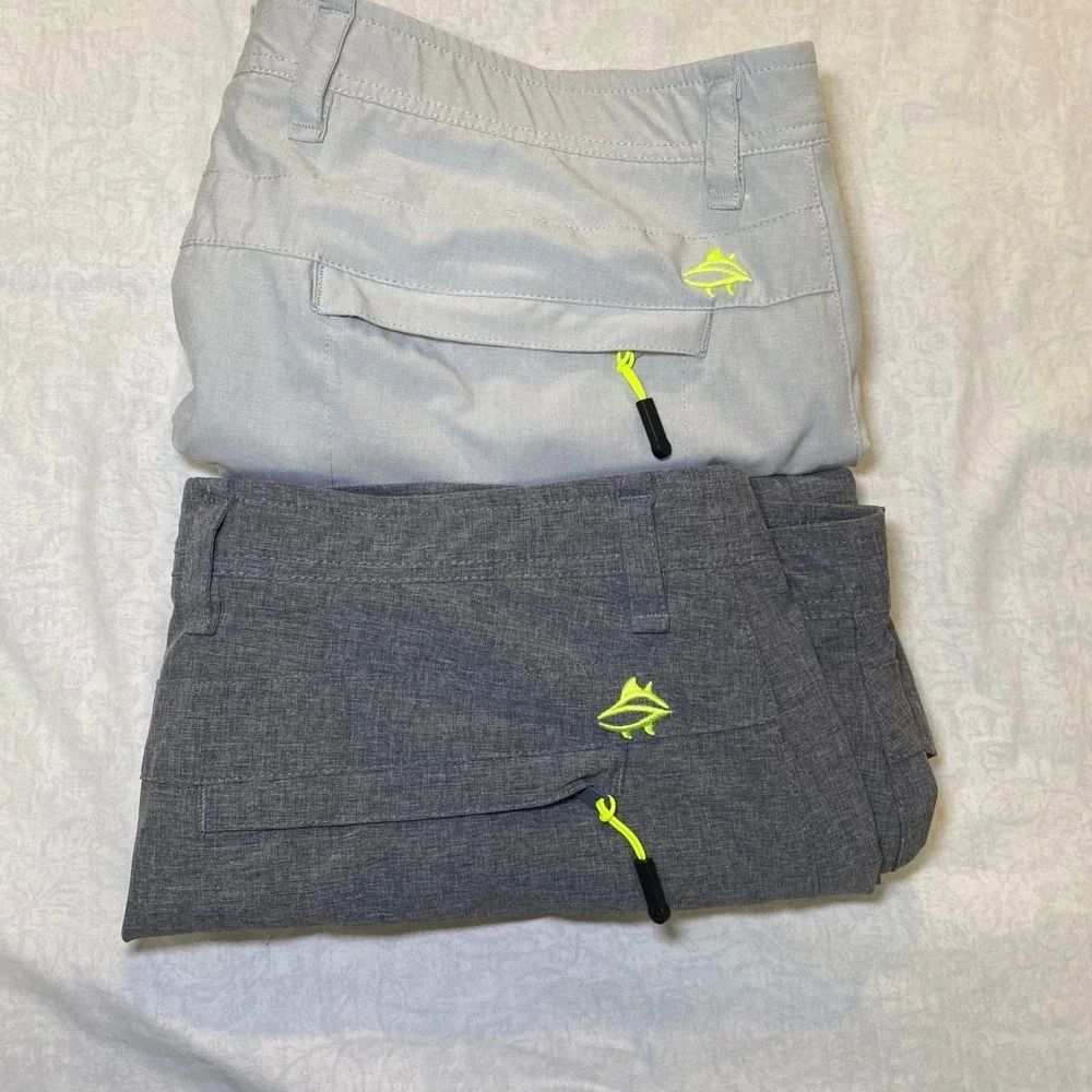 Loco Skail Performance Fishing Hybrid Shorts‎ Mens 42 Gray Tan 2 Pair Bundle